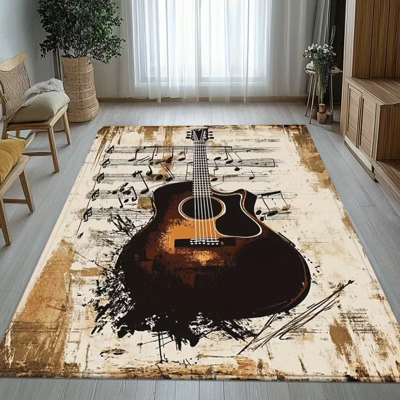 Commercial Kitchen Background - Guitar Pattern, Background Music Symbol Carpet