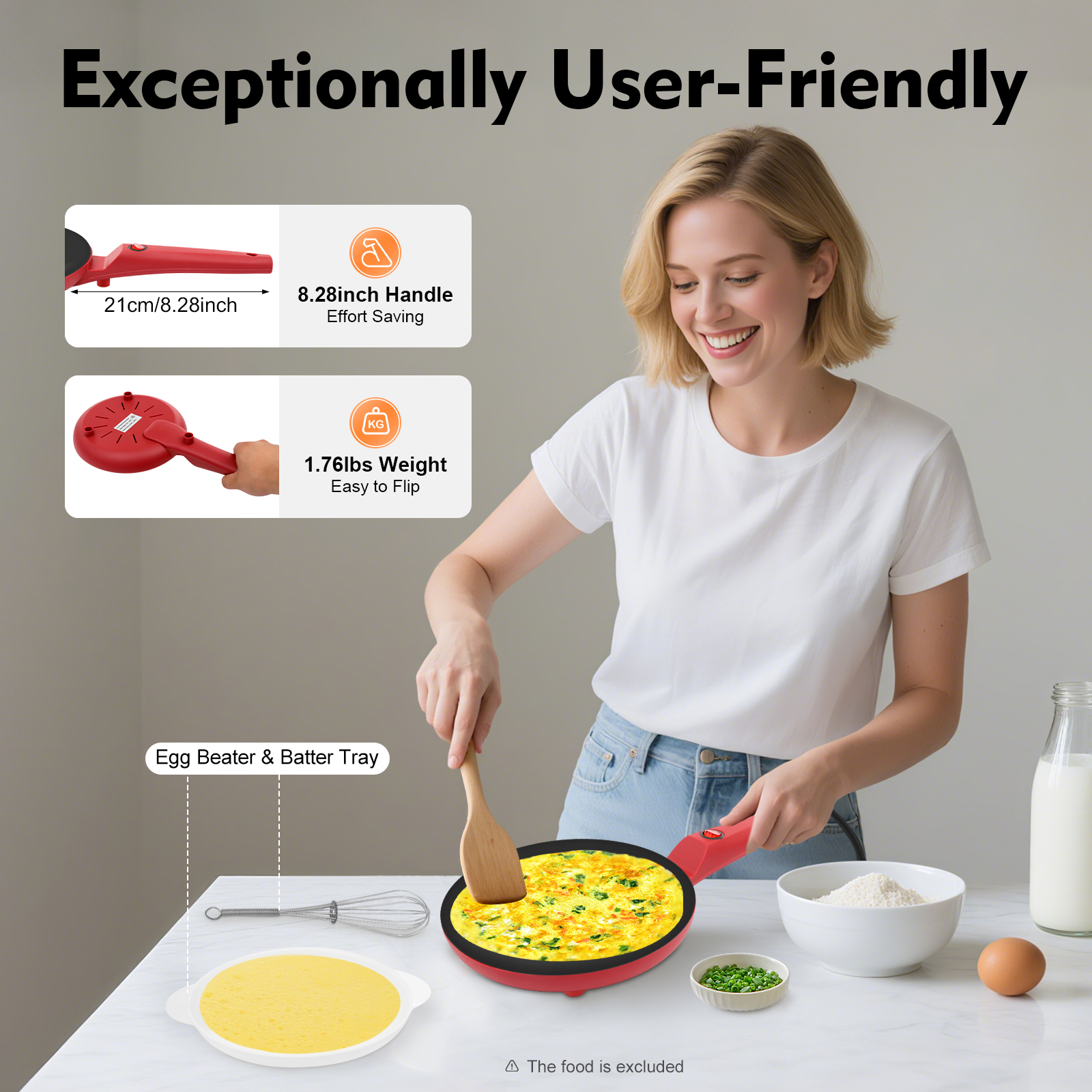 Crepe Maker Griddle - Electric Crepe Maker with Tray and