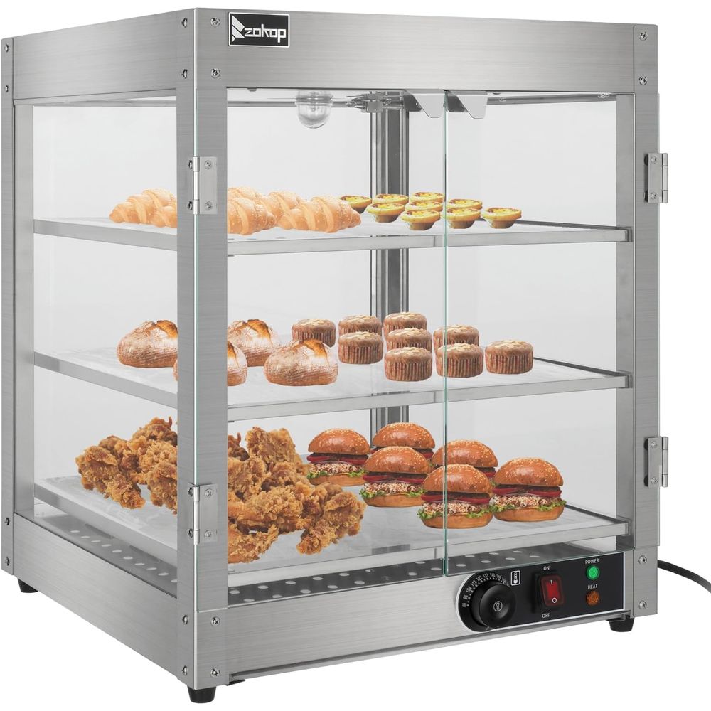 Commercial Kitchen Accessories - 3 Tier Commercial Countertop Pizza Warmer,Glass