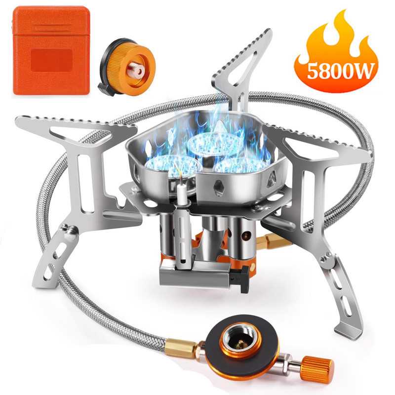 Commercial Kitchen Gas Stove - 5800W High-Power Camping Gas Stove, Windproof