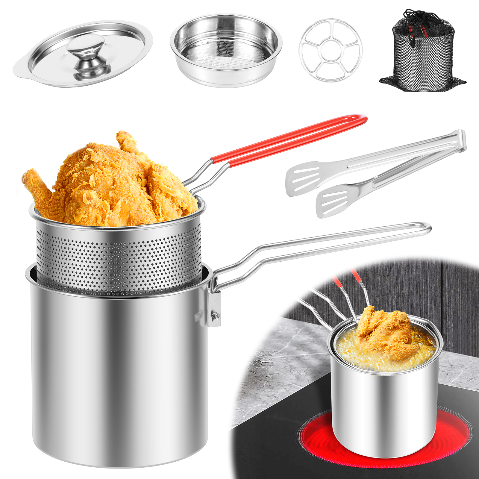 Deep Fryer Pots Stainless Stee - Commercial Kitchen Pots And Pans 评论和价格