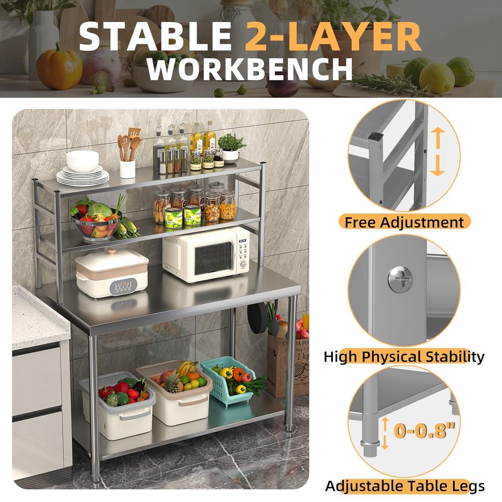 48x24 Stainless Steel Prep Tab - Commercial Kitchen Table 评论和价格