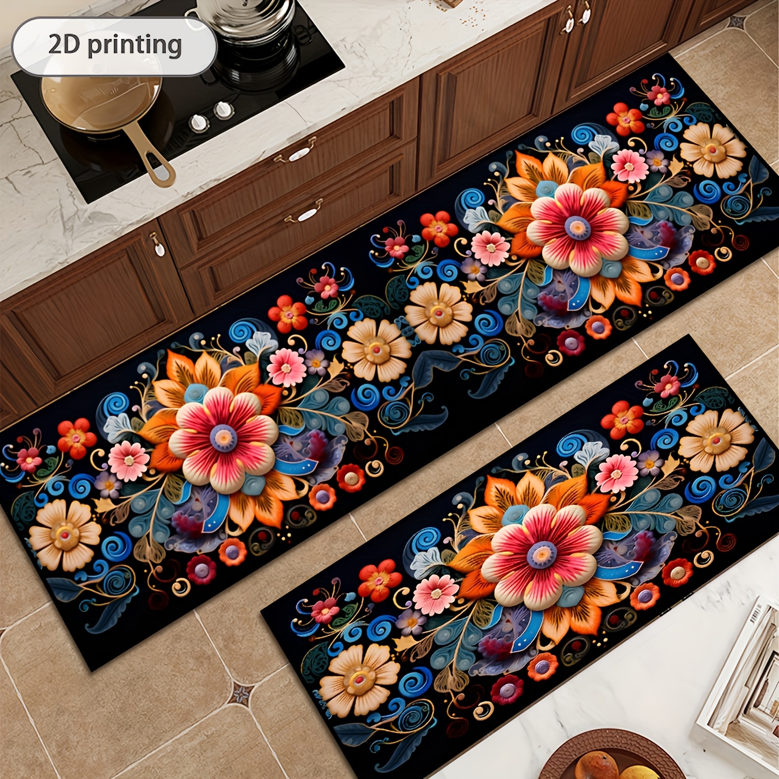 2D Printing Retro Floral Patte - Commercial Kitchen Background 评论和价格