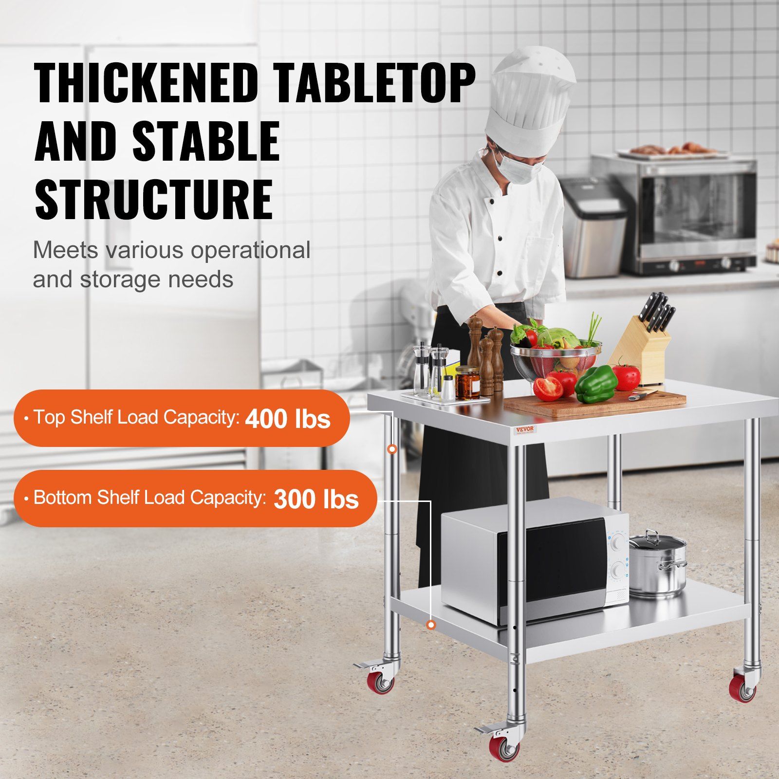 VEVOR Stainless Steel Work Tab - Commercial Kitchen Table 评论和价格