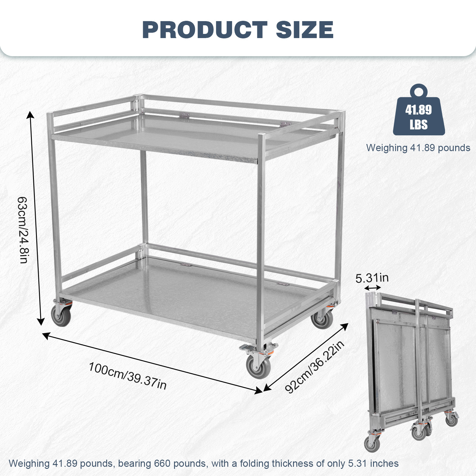 2-Shelf Utility/Service Cart C - Commercial Kitchen Services 评论和价格