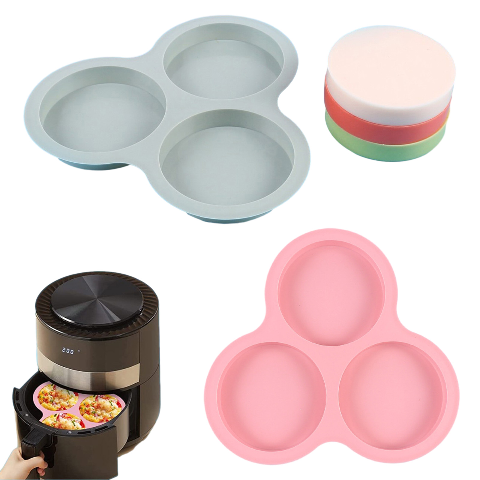 1/2pcs Silicone Air Fryer Egg  - Commercial Kitchen Pots And Pans 评论和价格