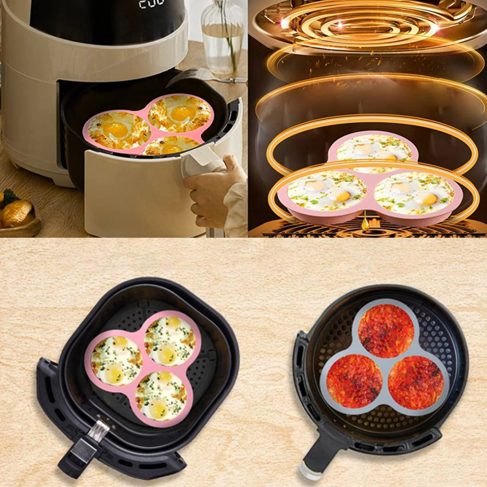 1/2pcs Silicone Air Fryer Egg  - Commercial Kitchen Pots And Pans 评论和价格