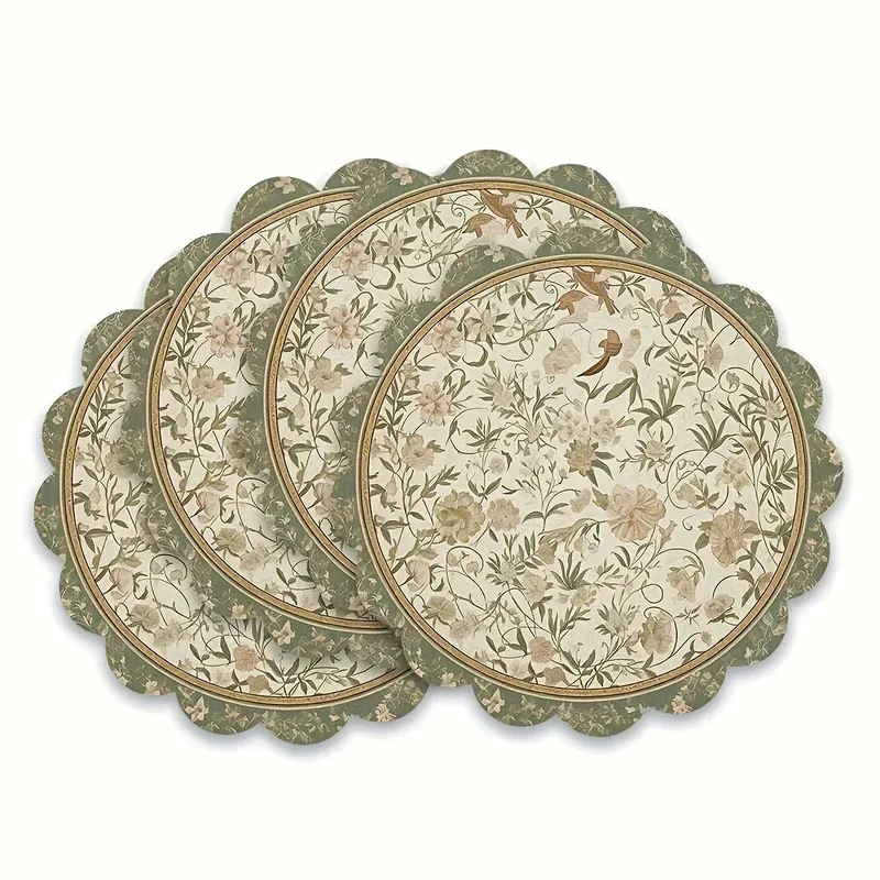 VIKAMA 4pcs Vintage Floral Pla - Commercial Kitchen Table 评论和价格