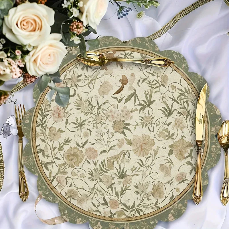 VIKAMA 4pcs Vintage Floral Pla - Commercial Kitchen Table 评论和价格