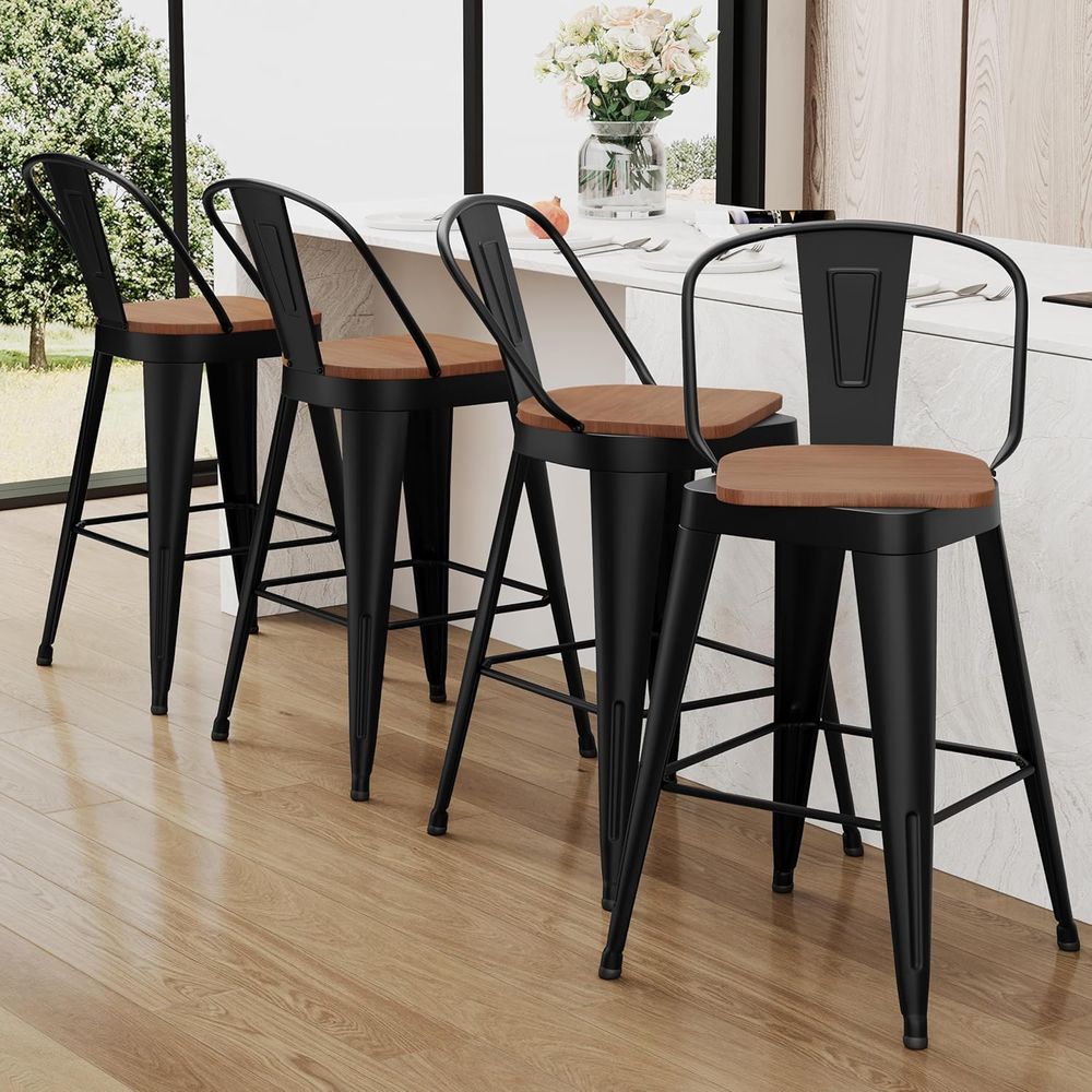 Set of 4 Metal 30 Swivel Bar S - Commercial Kitchen And Bar 评论和价格