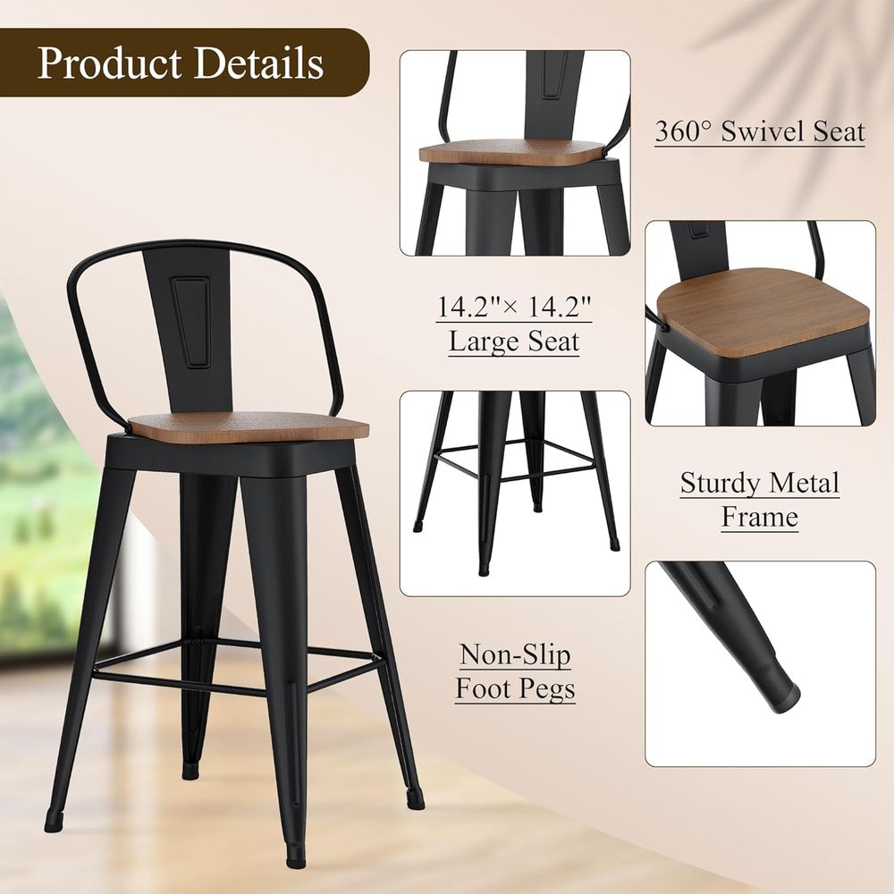 Set of 4 Metal 30 Swivel Bar S - Commercial Kitchen And Bar 评论和价格