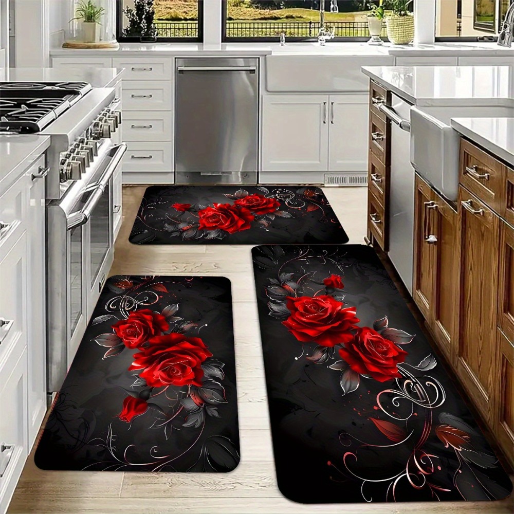 Red Rose Black Background Kitc - Commercial Kitchen Background 评论和价格