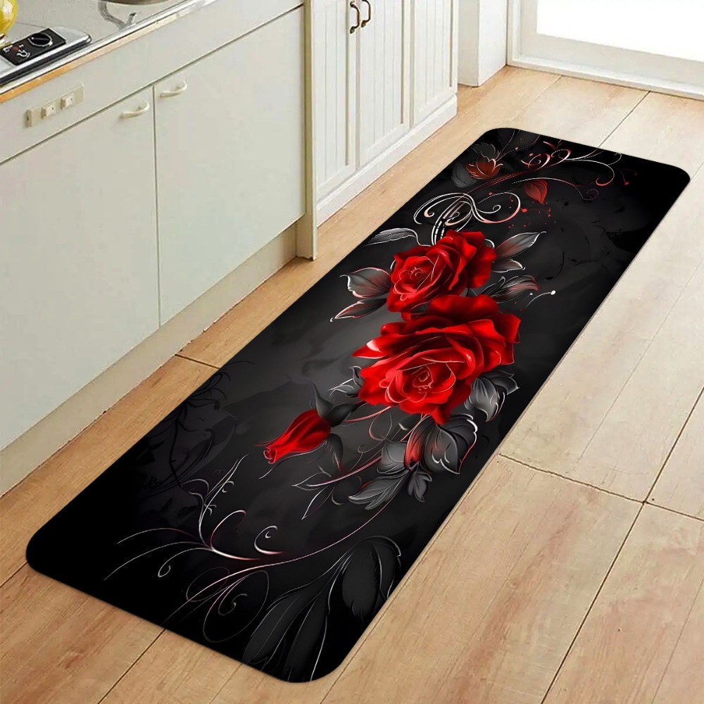 Red Rose Black Background Kitc - Commercial Kitchen Background 评论和价格