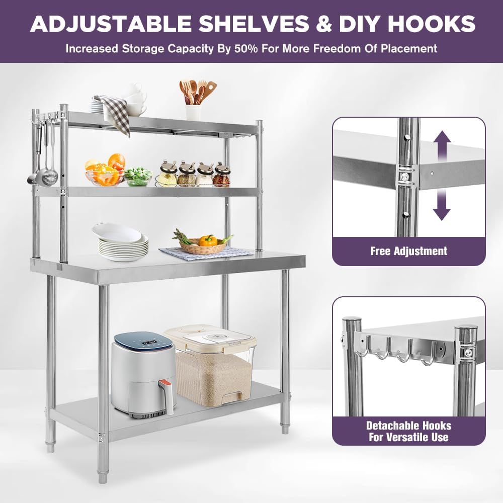 48x24 Stainless Steel Kitchen  - Commercial Kitchen Table 评论和价格