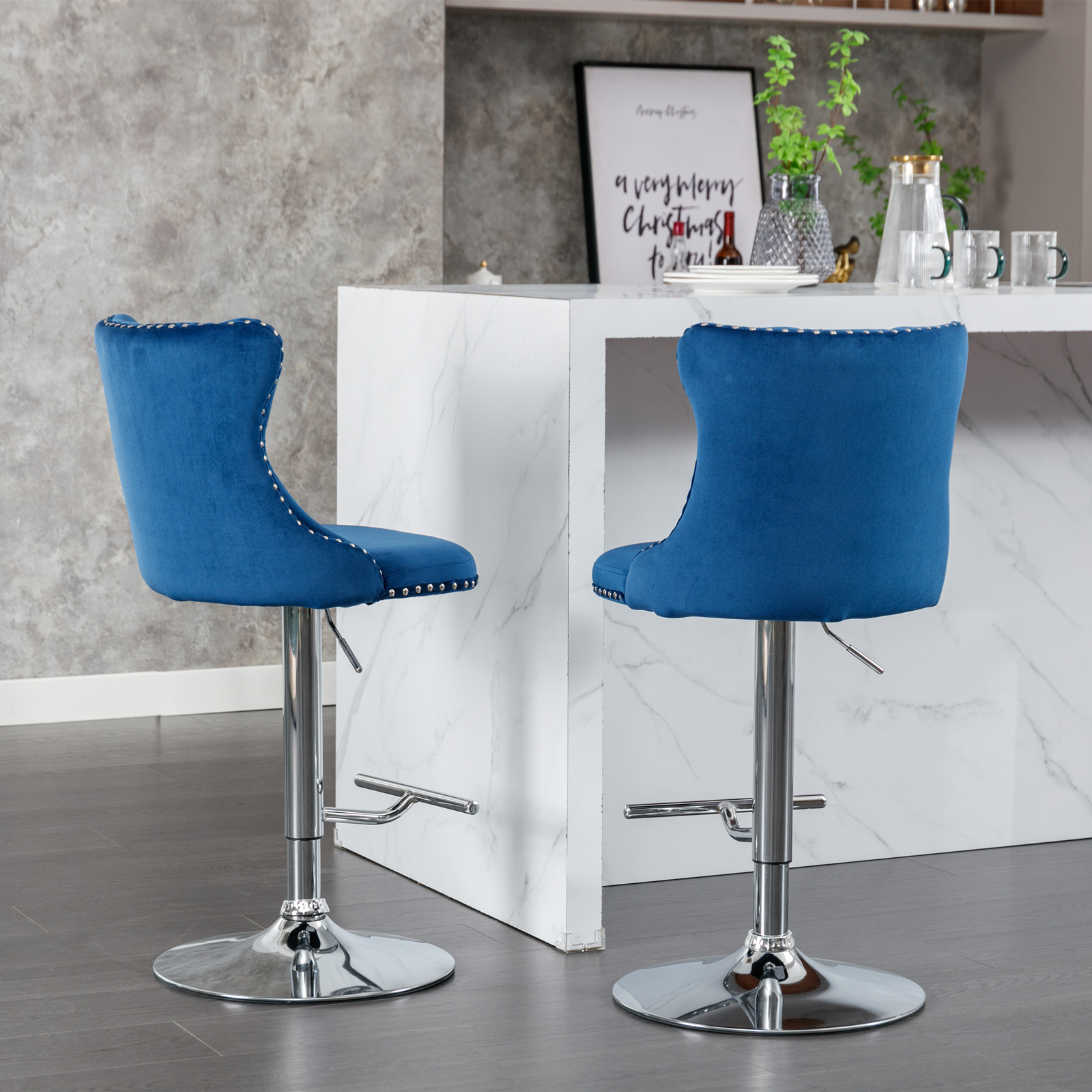 2PCS Swivel Velvet Bar Stools  - Commercial Kitchen And Bar 评论和价格